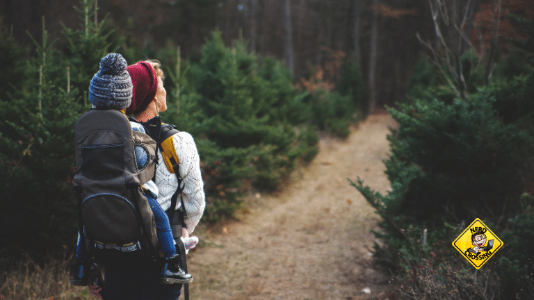 Hiker with kid on back