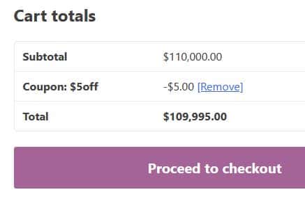 cart checkout with coupon