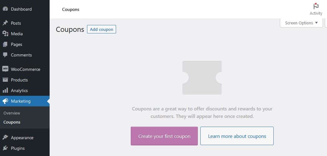 coupons dashboard