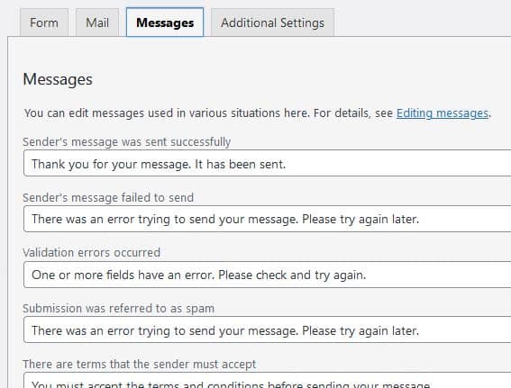 customize confirmation and other messages