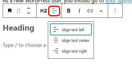 align heading
