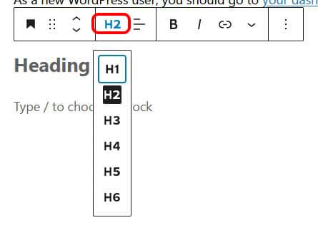 Select heading style 1-6
