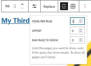 items per page