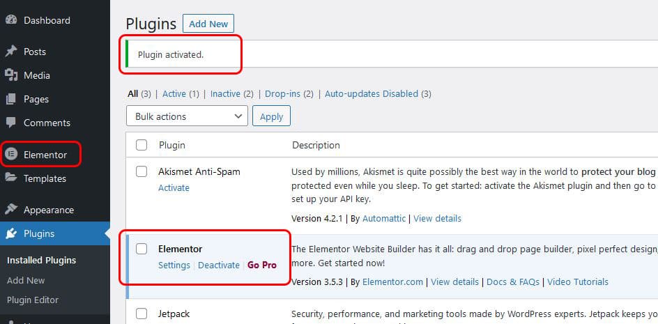 plugin activated