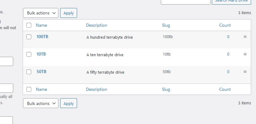 product list