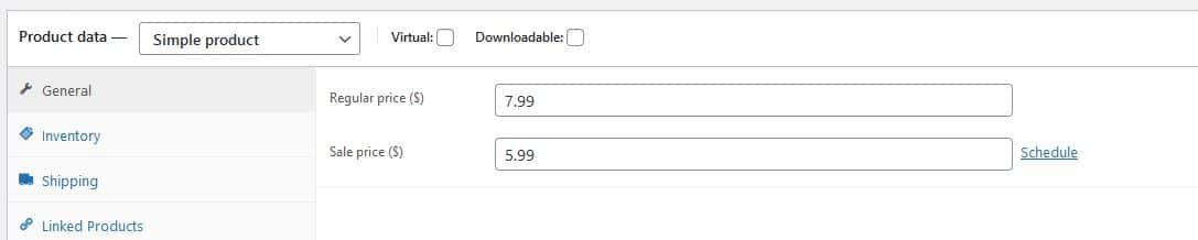 sale price settings