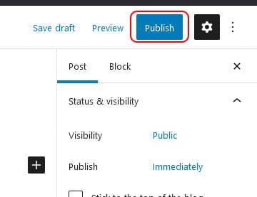 publish button