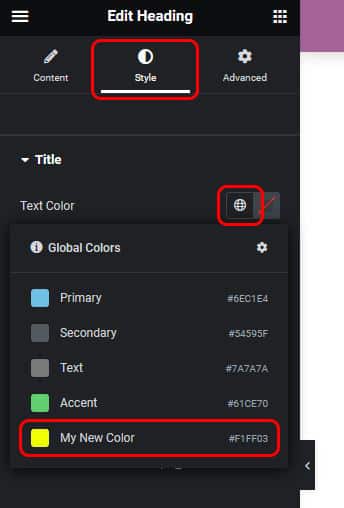 selecting a global color