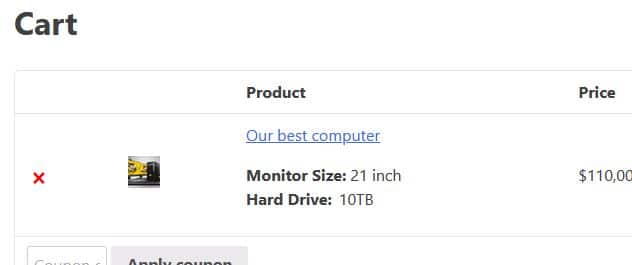 updated shopping cart view