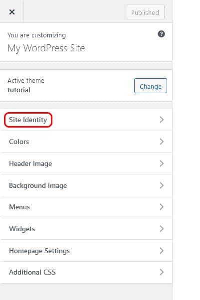 site identity in sidebar