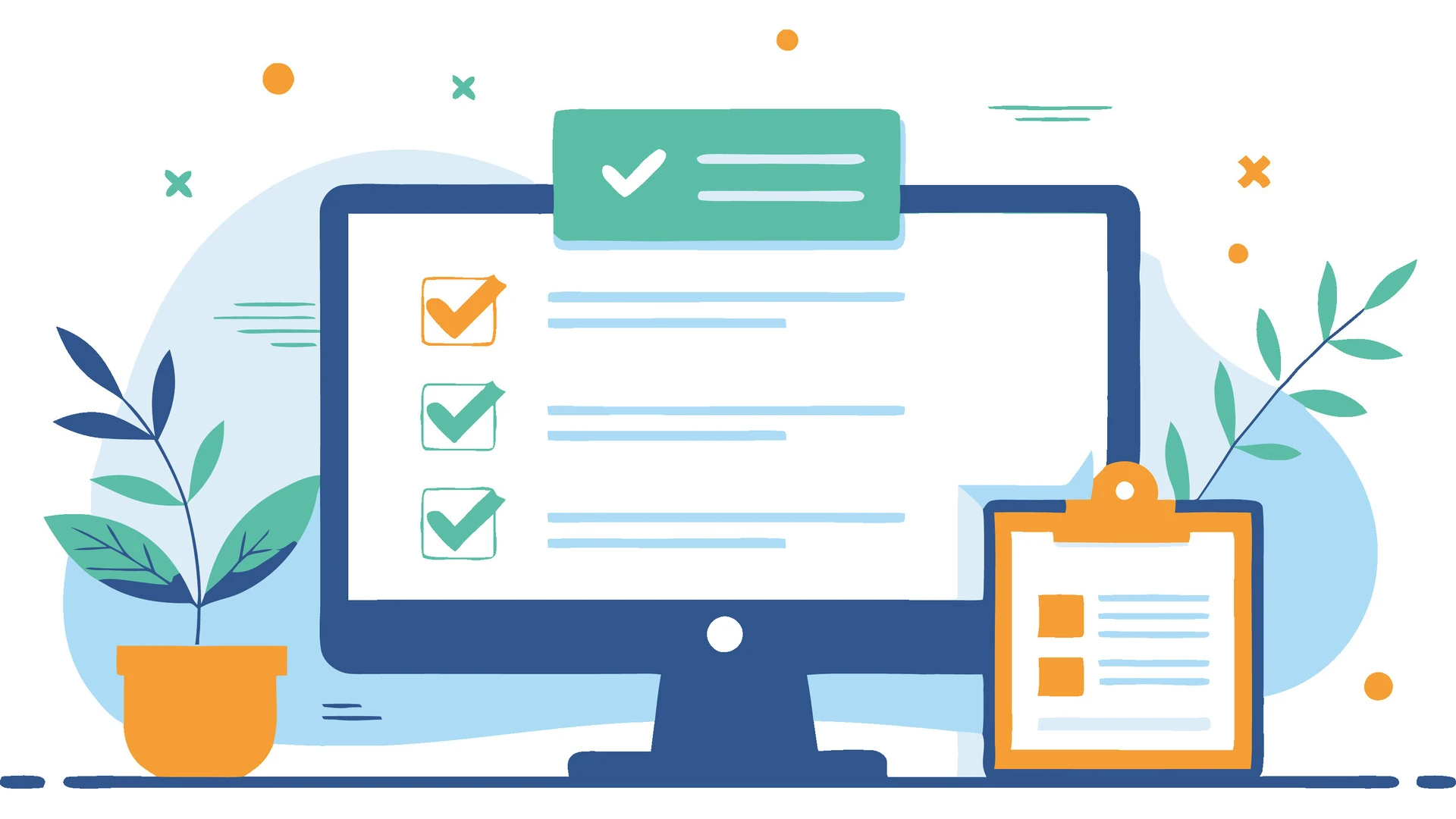 Illustration of a computer screen with a checklist