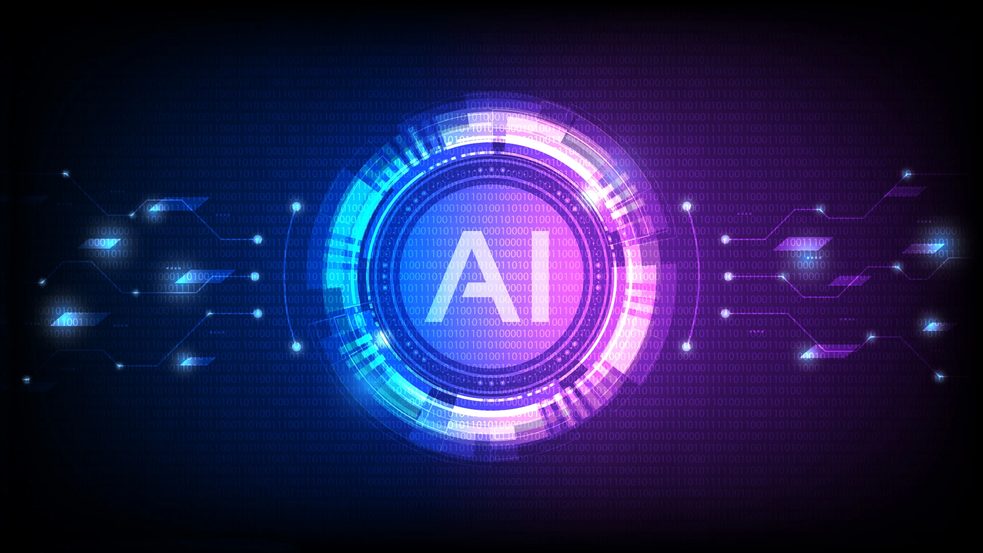 glowing node connections with AI in the middle
